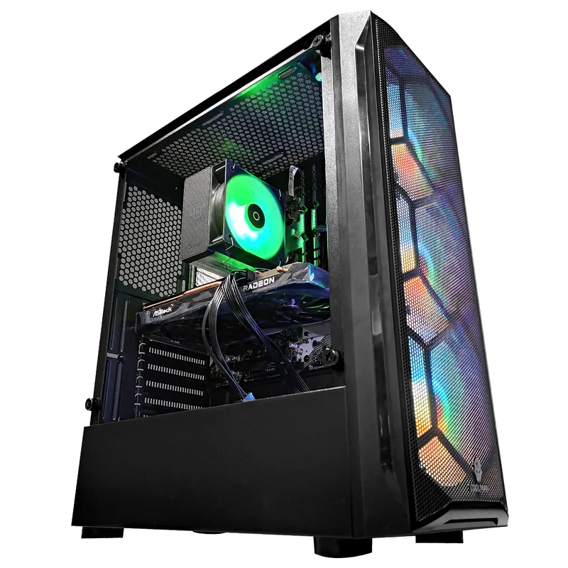 Alpha Aurora Black Desktop Gaming PC | AMD Ryzen 5 5600 | 16GB RAM | 500GB SSD | RX 7600 OC | Windows 11 Pro