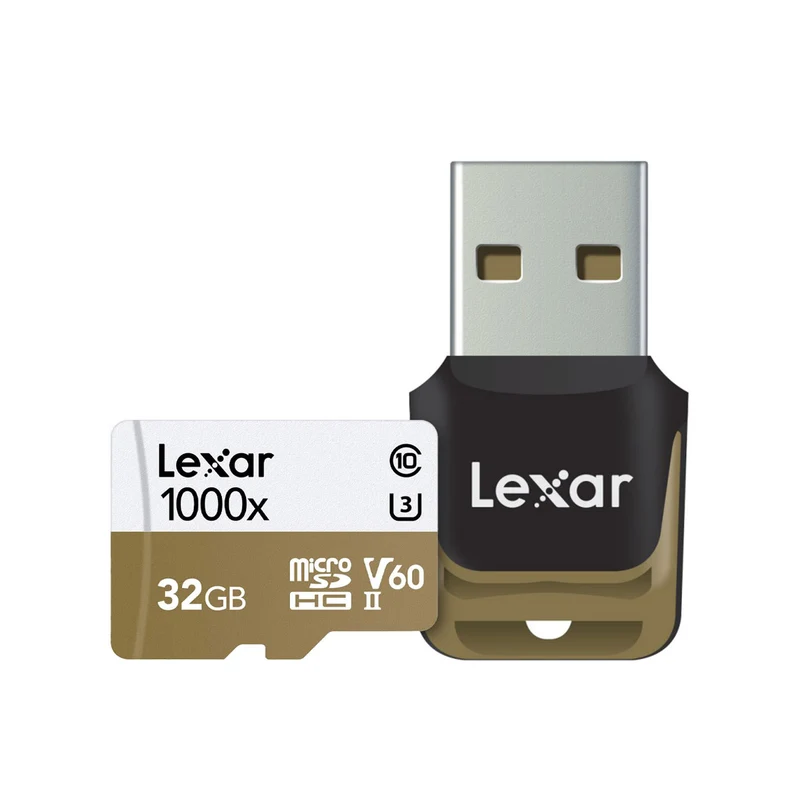 Lexar Professional 1000x 32GB microSDHC UHS-II C10 U3 V60 150MB/s Read Memory Card with Reader (LSDMI32GCBAP1000R)