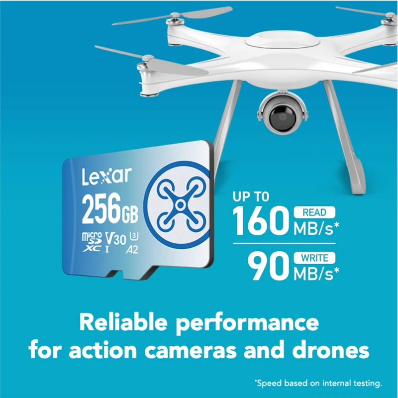 Lexar FLY microSDXC UHS-I C10 U3 V30 A2 160MB/s Read Memory Card (64GB, 256GB)