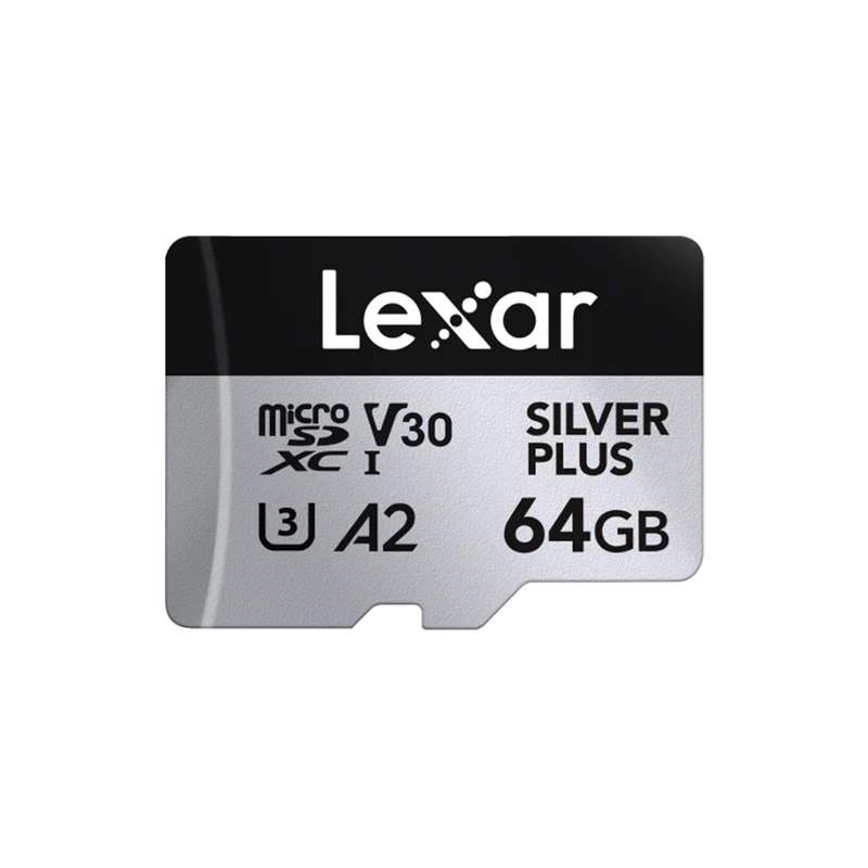 Lexar Professional Silver Plus microSDXC UHS-I C10 U3 V30 A2 205MB/s Read Memory Card (64GB, 128GB, 256GB)