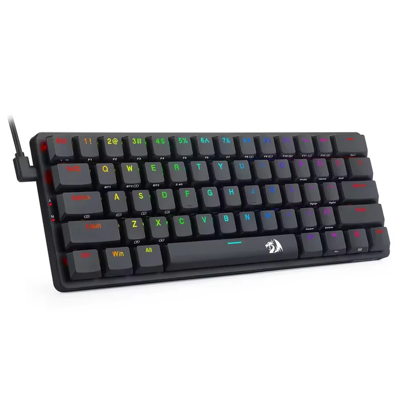Redragon Elise Pro Tri-Mode RGB 60% Mechanical Gaming Keyboard (K615P-KBS) (Blue Switch, Dust Proof Red Switch)