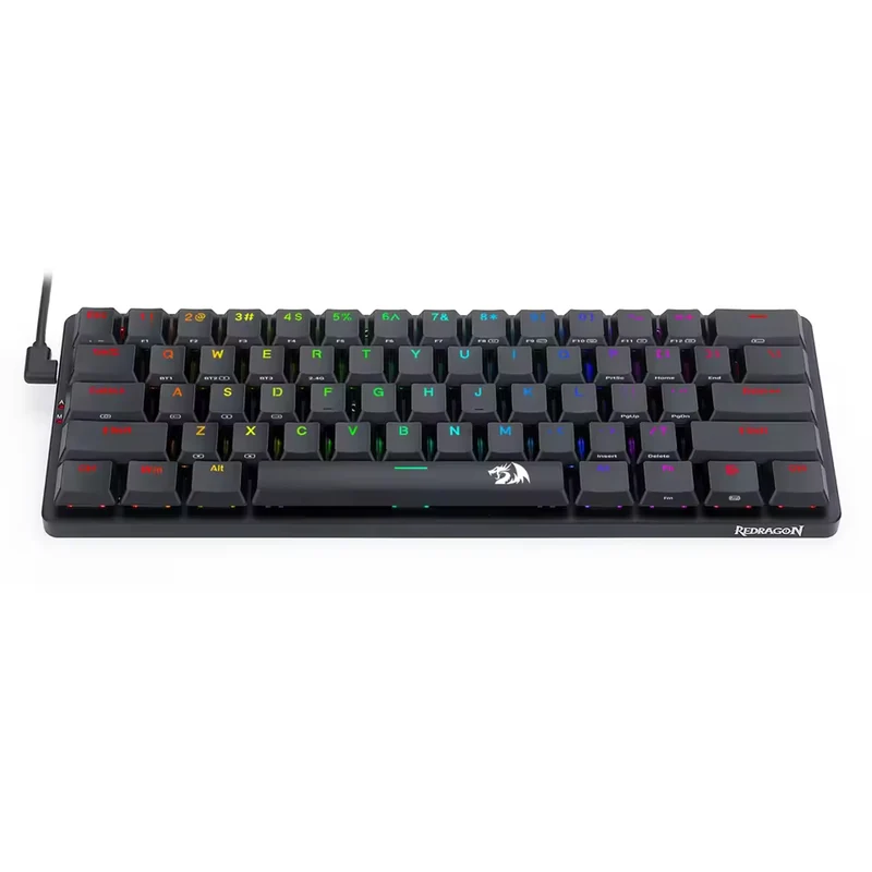 Redragon Elise Pro Tri-Mode RGB 60% Mechanical Gaming Keyboard (K615P-KBS) (Blue Switch, Dust Proof Red Switch)