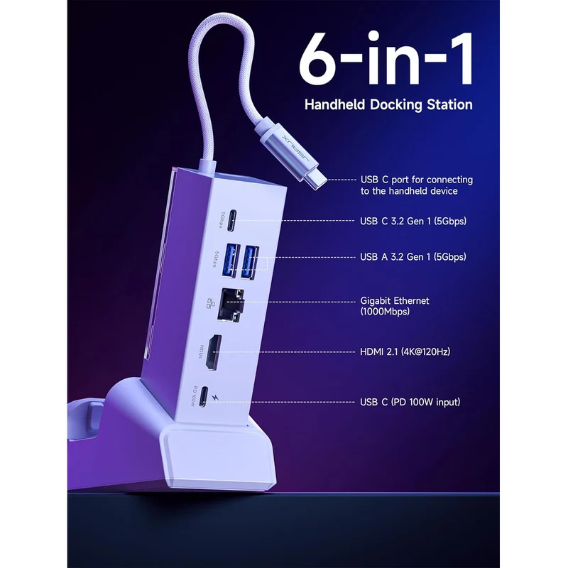 JSAUX 6-in-1 USB-C Multifunction Adapter (HB0609B) (Black, White)