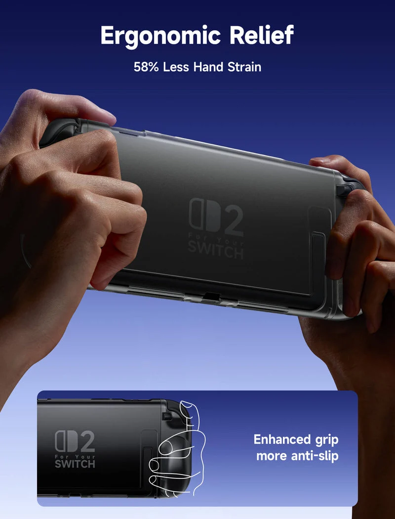 JSAUX Split Transparent Ergonomic Protective Case for Nintendo Switch 2 (Transparent Black, Transparent) (PC0117)