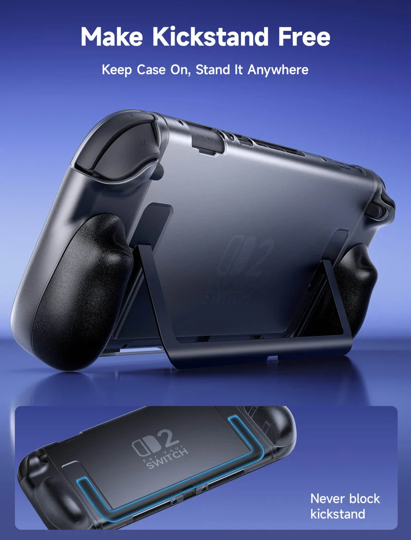 JSAUX Split Transparent Ergonomic Protective Case for Nintendo Switch 2 (Transparent Black, Transparent) (PC0117)