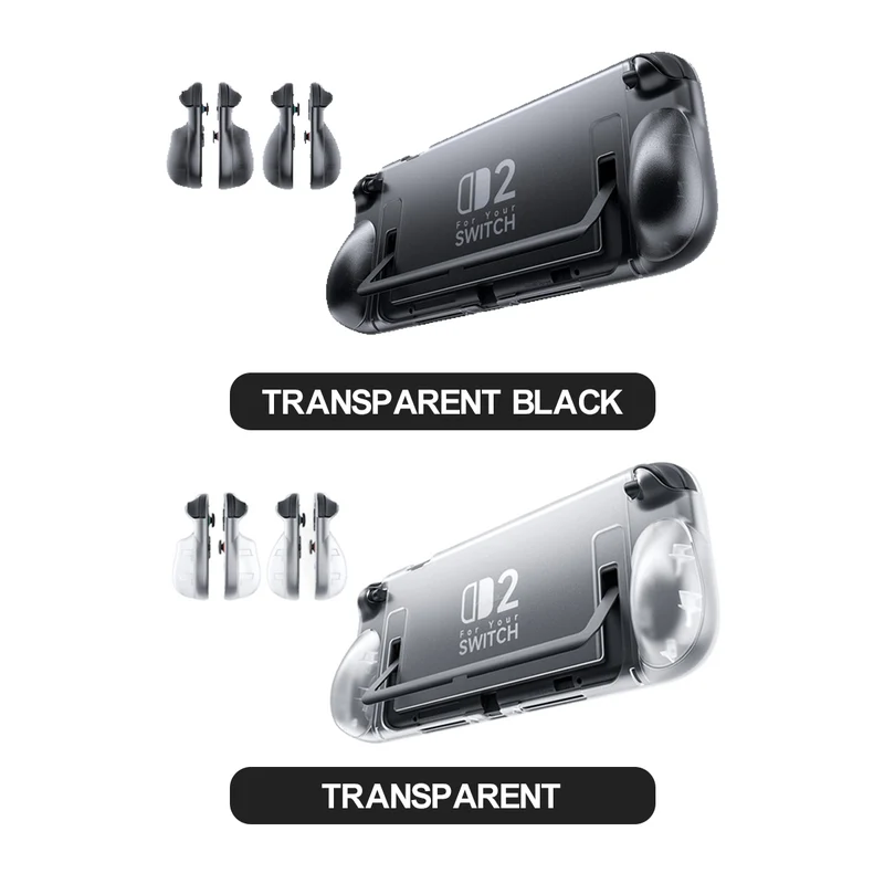 JSAUX Split Transparent Ergonomic Protective Case for Nintendo Switch 2 (Transparent Black, Transparent) (PC0117)