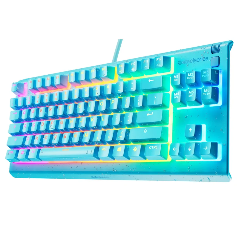 SteelSeries Apex 3 TKL RGB Water & Dust Resistant Whisper Quiet Switches Gaming Keyboard (Aqua) (PN64933)