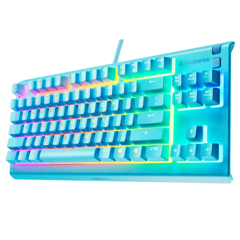 SteelSeries Apex 3 TKL RGB Water & Dust Resistant Whisper Quiet Switches Gaming Keyboard (Aqua) (PN64933)