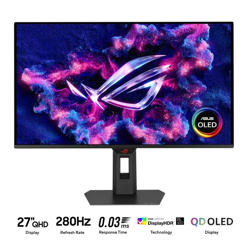 Asus ROG Strix OLED XG27ACDMS 27" QHD (2560x1440) 280Hz 0.03ms(GTG) QD-OLED Ultra Fast Gaming Monitor with Height/Tilt/Swivel/Pivot Adjustment