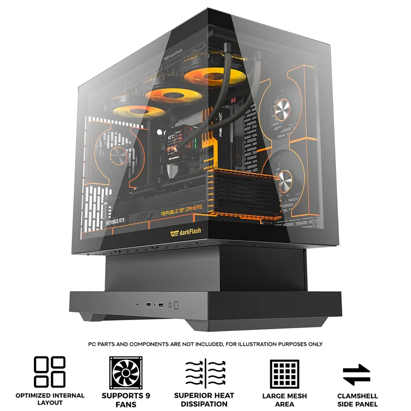 DarkFlash Floatron F1 Art Ultra TG Panel M-ATX PC Case (Black)
