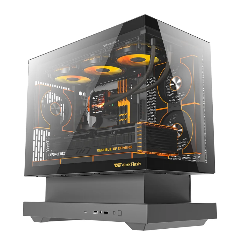 DarkFlash Floatron F1 Art Ultra TG Panel M-ATX PC Case (Black)