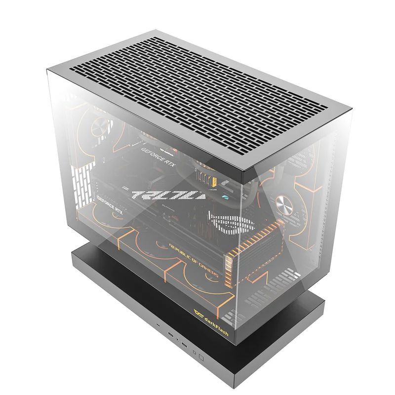DarkFlash Floatron F1 Art Ultra TG Panel M-ATX PC Case (Black)