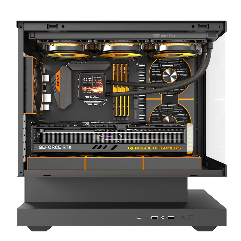 DarkFlash Floatron F1 Art Ultra TG Panel M-ATX PC Case (Black)