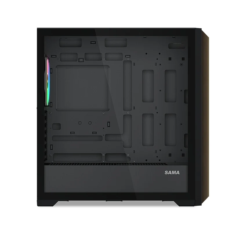 Sama Z60 Mid-Tower with Two Authentic Walnut Strips on Front Panel PC Case (Black, White)