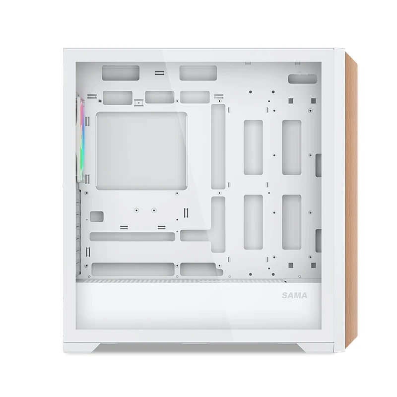 Sama Z60 Mid-Tower with Two Authentic Walnut Strips on Front Panel PC Case (Black, White)