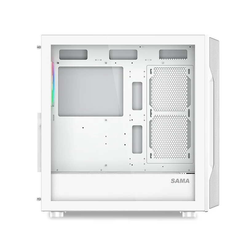 Sama S40 Mid-Tower Large Mesh Front Panel PC Case (Black, White)