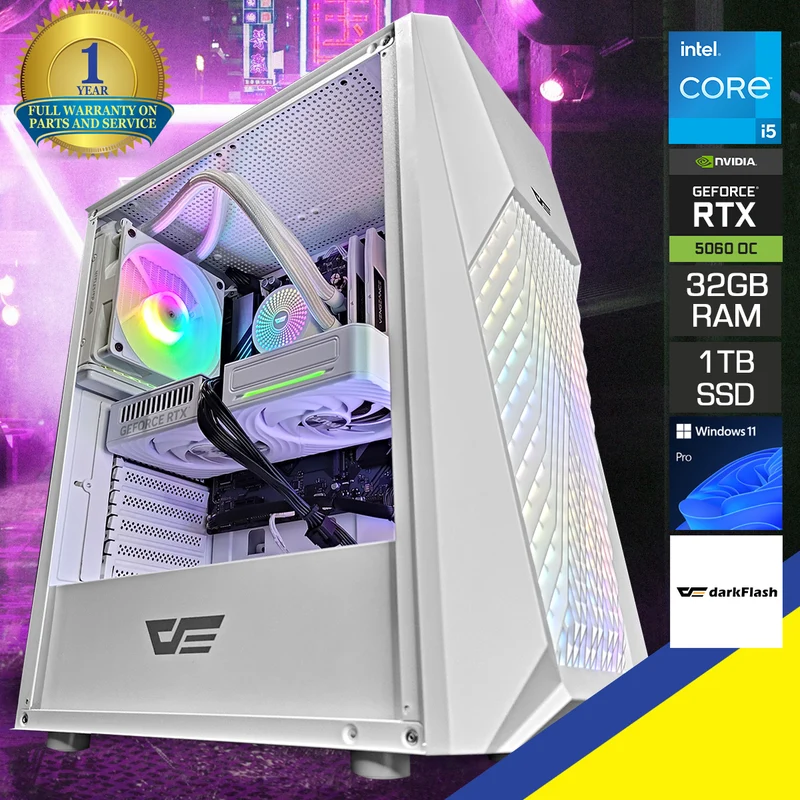Sigma DK150 White Desktop Gaming PC | Intel i5 14400F | 32GB RAM | 1TB SSD | RTX 5060 OC | Windows 11 Pro