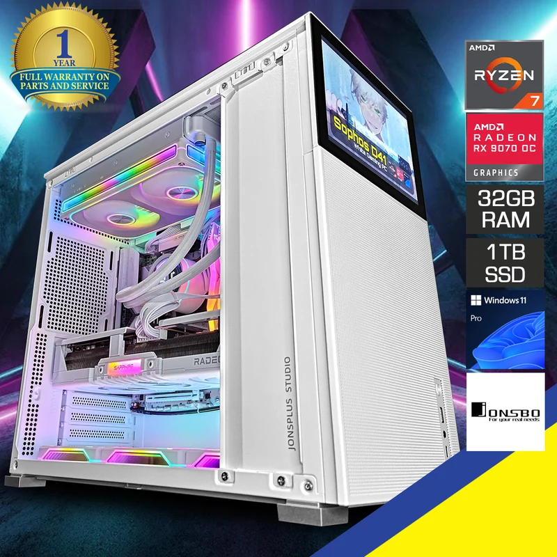 Sophos D41 White Desktop Gaming PC | AMD Ryzen 7 7700X | 32GB RAM | 1TB SSD with WiFi + Bluetooth| RX 9070 OC| Windows 11 Pro