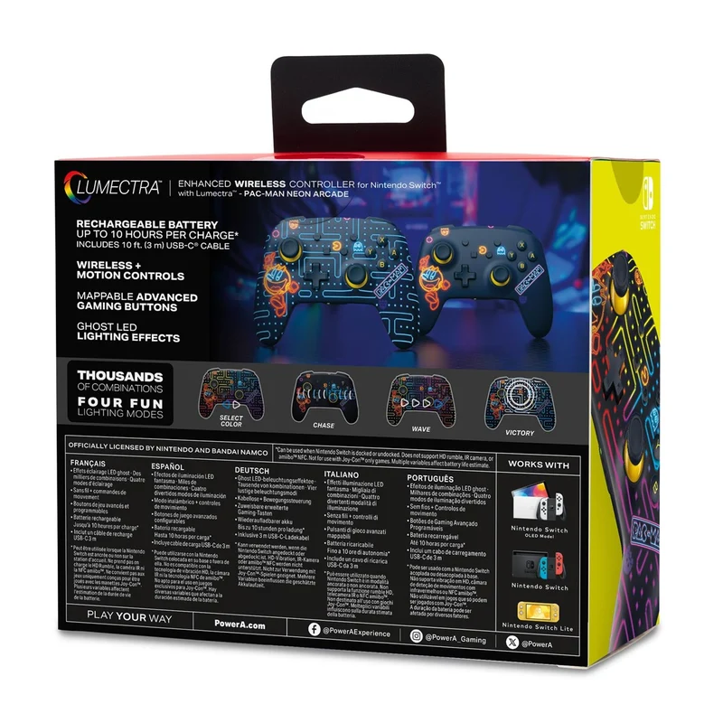 PowerA Lumectra Enhanced Wireless Controller For Nintendo Switch (Pac-Man)