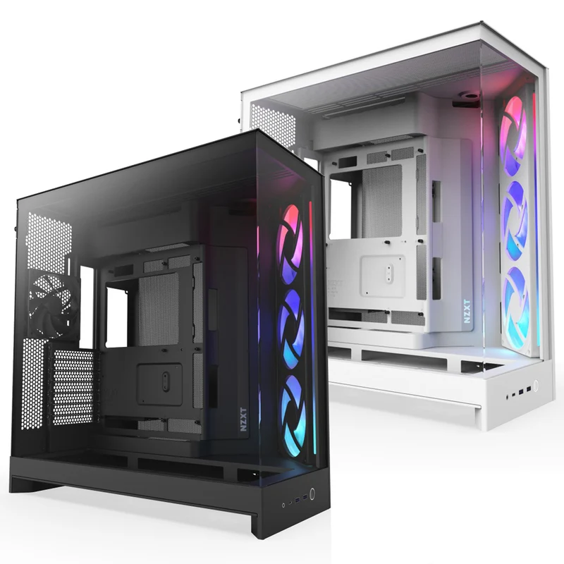 NZXT H9 Flow RGB Large Dual-Chamber Mid-Tower ATX Airflow Case with RGB (Black, White)