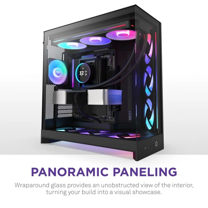 NZXT H9 Flow RGB Large Dual-Chamber Mid-Tower ATX Airflow Case with RGB (Black, White)