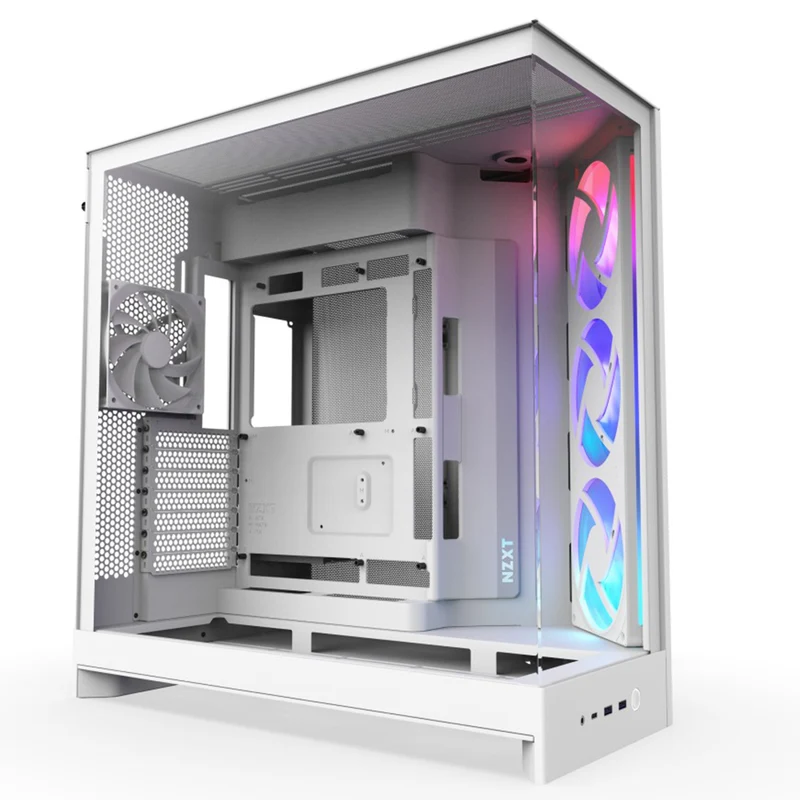 NZXT H9 Flow RGB Large Dual-Chamber Mid-Tower ATX Airflow Case with RGB (Black, White)