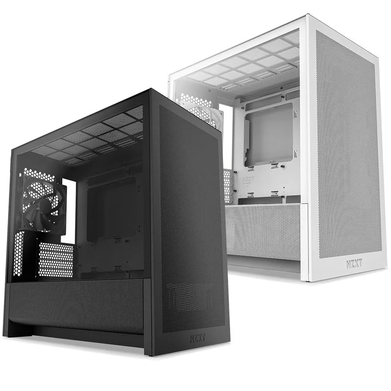 NZXT H3 Flow TG Side Panel Micro-ATX Airflow Case (Black, White)