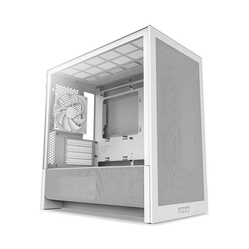 NZXT H3 Flow TG Side Panel Micro-ATX Airflow Case (Black, White)