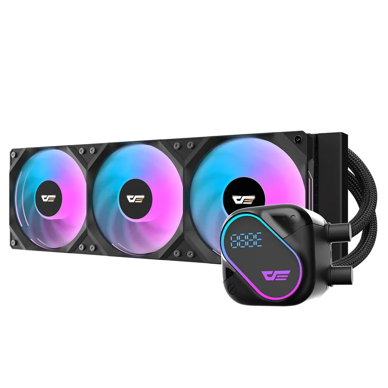 DarkFlash Explore DO 360 AIO 360mm Liquid CPU Cooler with Digital Screen Temperature (Black, White)