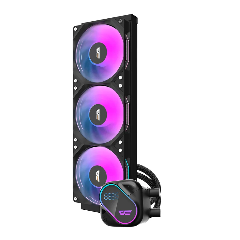 DarkFlash Explore DO 360 AIO 360mm Liquid CPU Cooler with Digital Screen Temperature (Black, White)