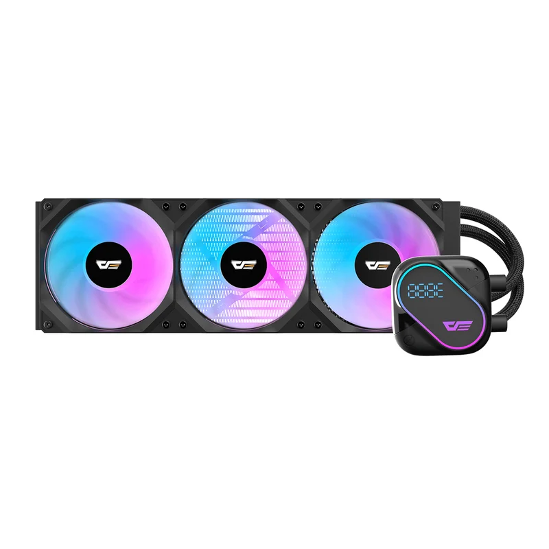 DarkFlash Explore DO 360 AIO 360mm Liquid CPU Cooler with Digital Screen Temperature (Black, White)