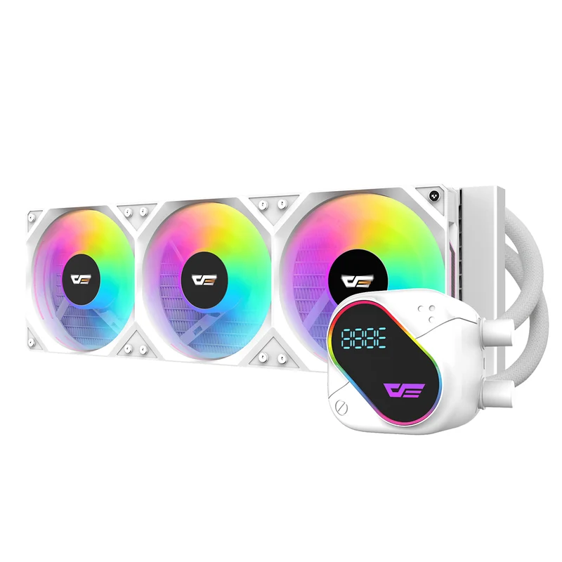 DarkFlash Explore DO 360 AIO 360mm Liquid CPU Cooler with Digital Screen Temperature (Black, White)