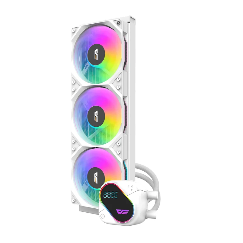 DarkFlash Explore DO 360 AIO 360mm Liquid CPU Cooler with Digital Screen Temperature (Black, White)