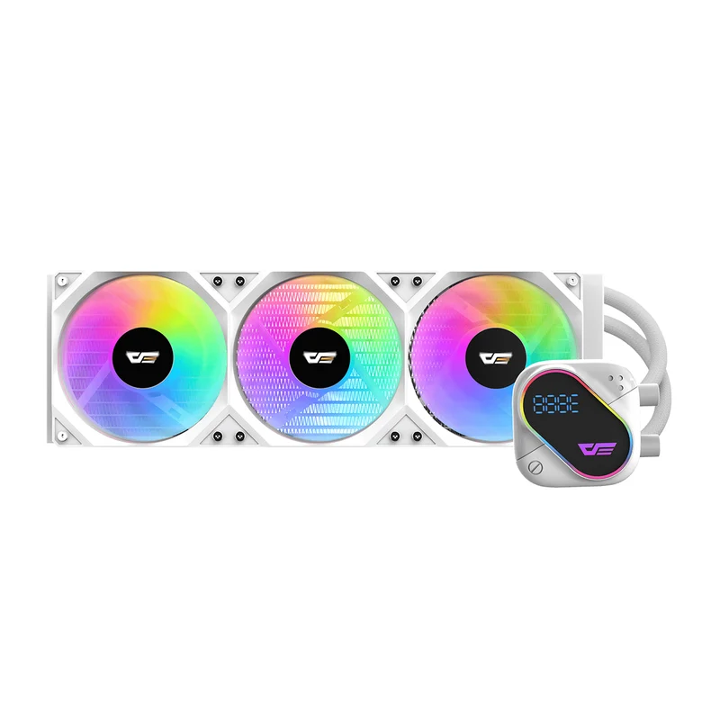 DarkFlash Explore DO 360 AIO 360mm Liquid CPU Cooler with Digital Screen Temperature (Black, White)