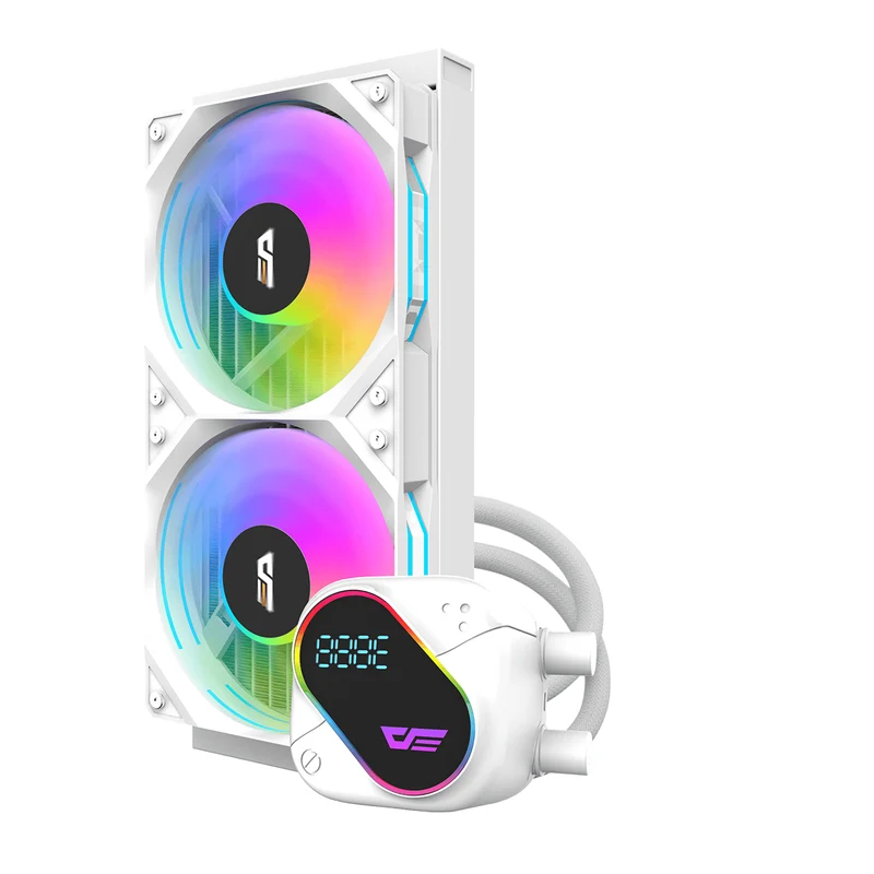 DarkFlash Explore DO 240 AIO 240mm Liquid CPU Cooler with Digital Screen Temperature (Black, White)