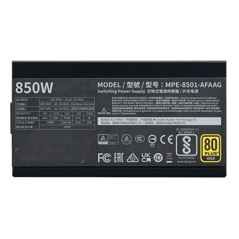 Cooler Master MWE Gold 850 V2 ATX 3.1 Fully Modular Power Supply (MPE-8501-AFAAG-3EU2)