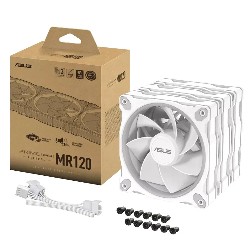 Asus Prime MR120 ARGB Reverse Fan (Triple Pack) (Black, White)