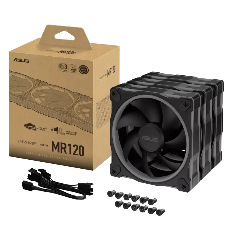 Asus Prime MR120 ARGB Fan (Triple Pack) (Black, White)