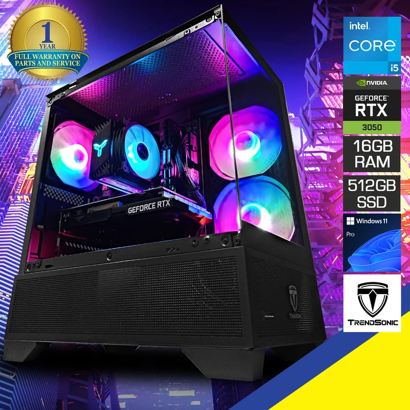 Alpha Eris Black Desktop Gaming PC | Intel i5 12400F | 16GB RAM | 512GB SSD | RTX 3050 | Windows 11 Pro