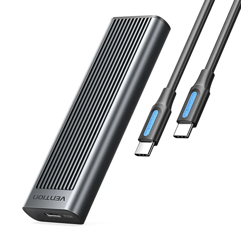Vention M.2 NVMe & SATA SSD Enclosure (USB 3.2 Gen 2-C) with Heat Sink Gray Aluminum Alloy Type (KPLH0)