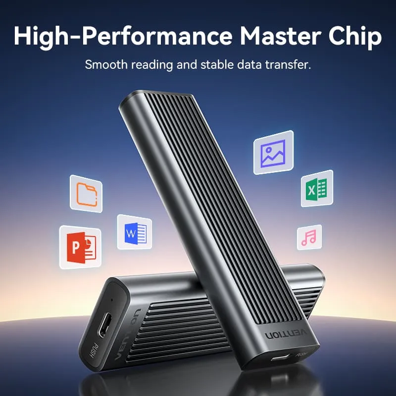 Vention M.2 NVMe & SATA SSD Enclosure (USB 3.2 Gen 2-C) with Heat Sink Gray Aluminum Alloy Type (KPLH0)