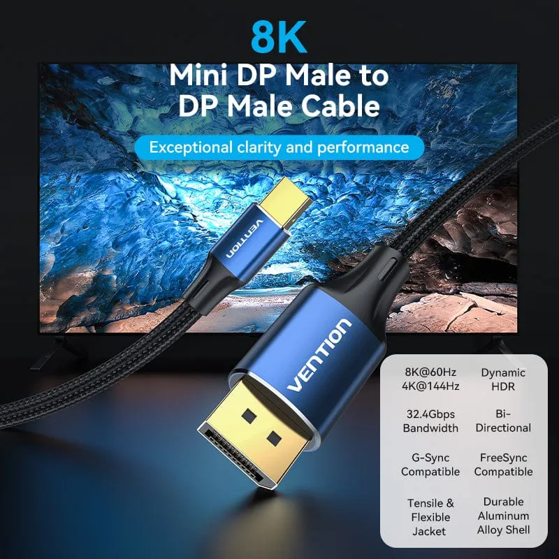 Vention 8K Mini DisplayPort to DisplayPort Cable - 2M (HCFLH)