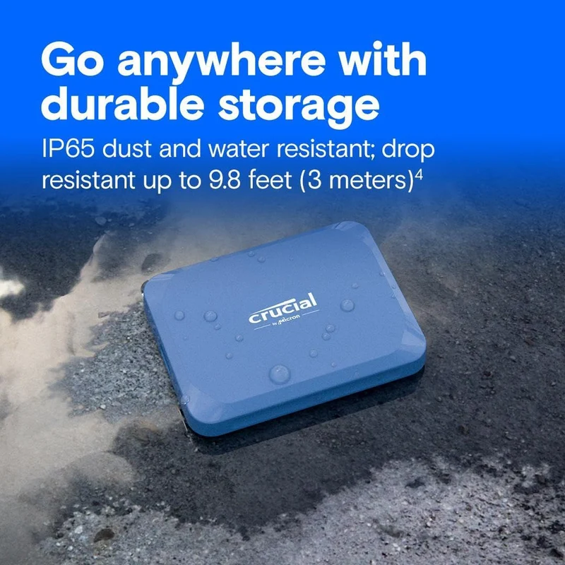 Crucial X10 USB 3.2 Gen2 2x2 (20GB/s) 2100MB/s Read Type-C Portable SSD (1TB, 2TB, 4TB, 6TB, 8TB)