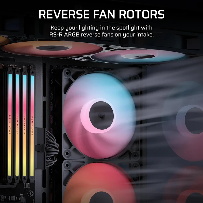Corsair RS120-R ARGB 120mm PWM Reverse Fan - Triple Pack (Black, White)