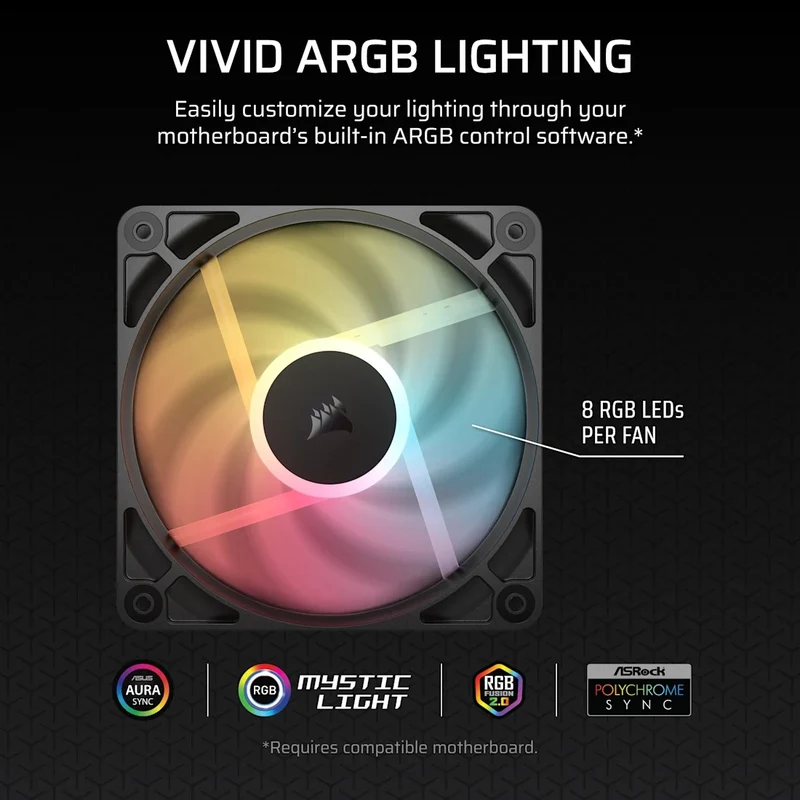 Corsair RS120-R ARGB 120mm PWM Reverse Fan - Triple Pack (Black, White)