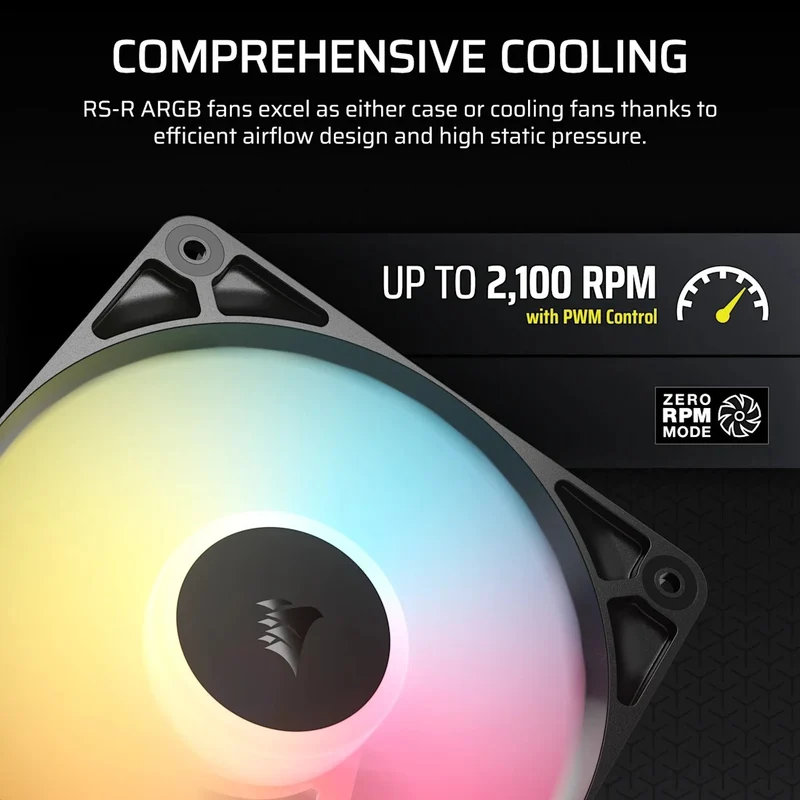 Corsair RS120-R ARGB 120mm PWM Reverse Fan - Triple Pack (Black, White)