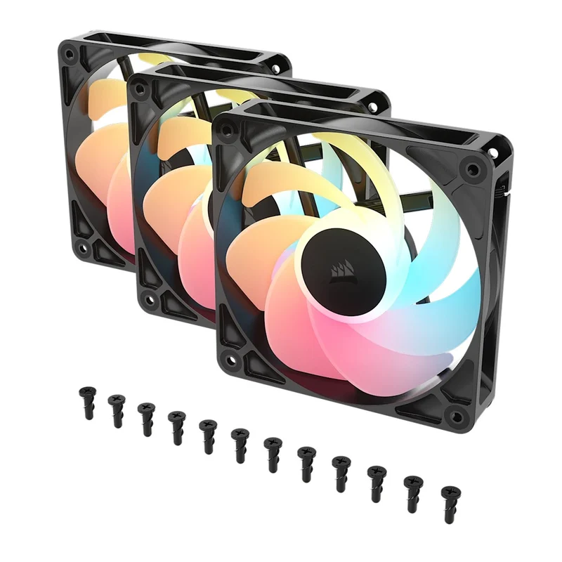 Corsair RS120-R ARGB 120mm PWM Reverse Fan - Triple Pack (Black, White)