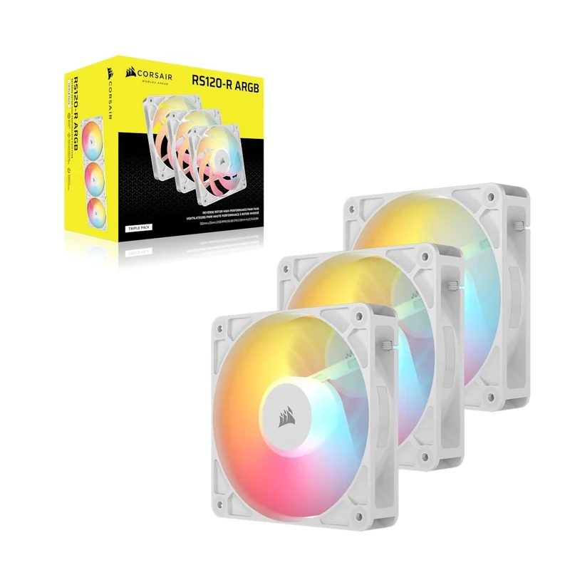 Corsair RS120-R ARGB 120mm PWM Reverse Fan - Triple Pack (Black, White)