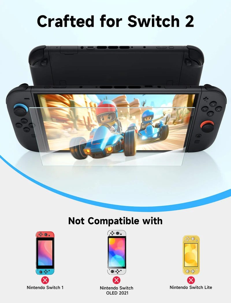 JSAUX Ultra Clear HD Tempered Glass Screen Protector 2-Pack for Nintendo Switch 2 (GP0123A)