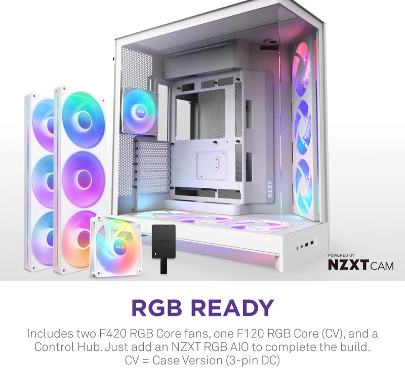NZXT H9 Flow RGB+ Large Dual-Chamber Mid-Tower ATX Airflow Case with RGB & Control Hub (Black, White)